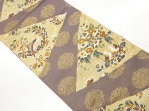 花鳥に変わり華文模様織出し袋帯